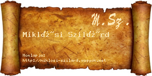 Miklósi Szilárd névjegykártya